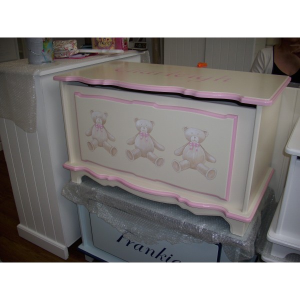 Toybox With 3 Bears Pink Trim Colour 3ft